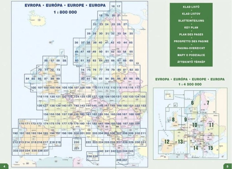 Europa 1:800 000. Atlas samochodowy wydawnictwa Shocart.  Przykładowe strony 1