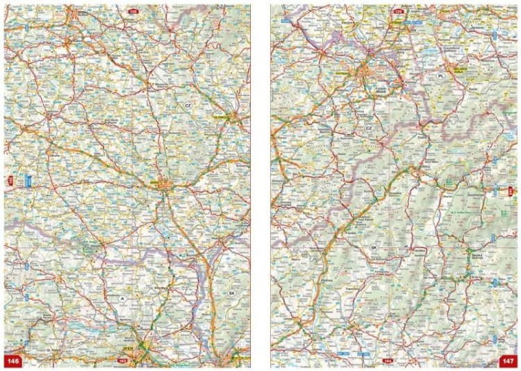 Europa 1:800 000. Atlas samochodowy wydawnictwa Shocart.  Przykładowe strony 3