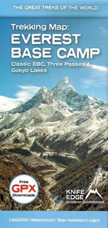 Everest Base Camp 1:40 000. Wodoodporna mapa turystyczna wydawnictwa Knife Edge. Okładka