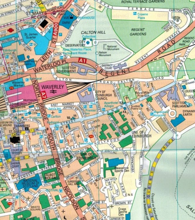 Edynburg 1:11 000. Mapa / Plan miasta wydawnictwa Collins. Fragment 2