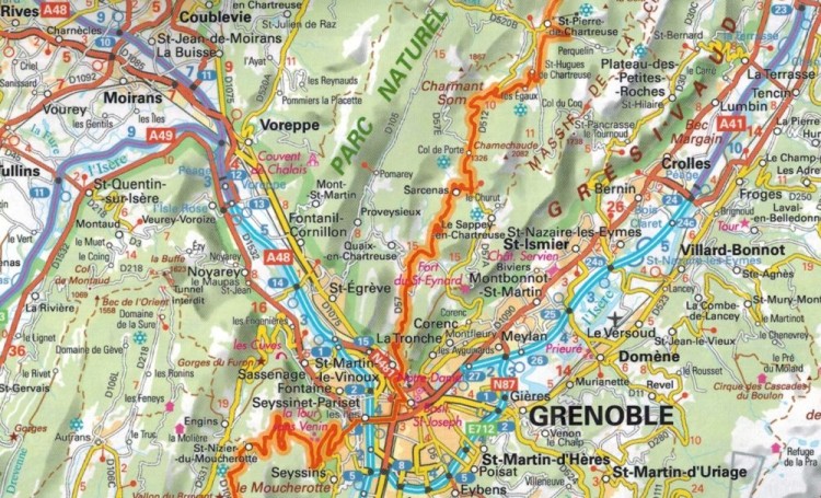 Droga Wielkich Alp / Route des Grandes Alpes 1:220 000. Wodoodporna mapa turystyczna wydawnictwa IGN. Fragment 3