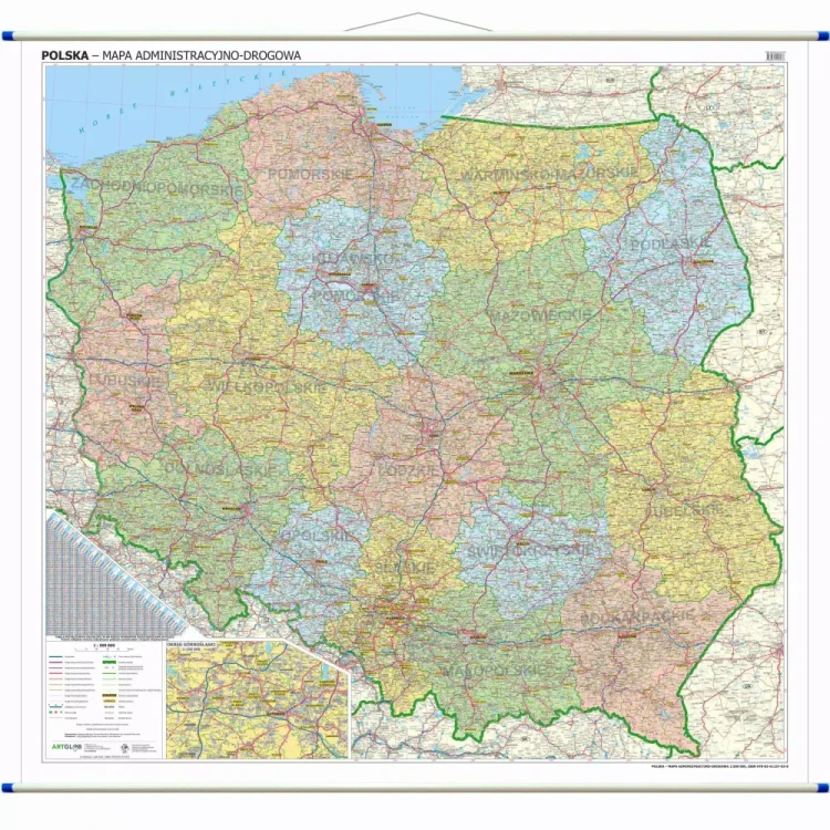 Polska 1:500 000. Mapa ścienna administracyjno-drogowa