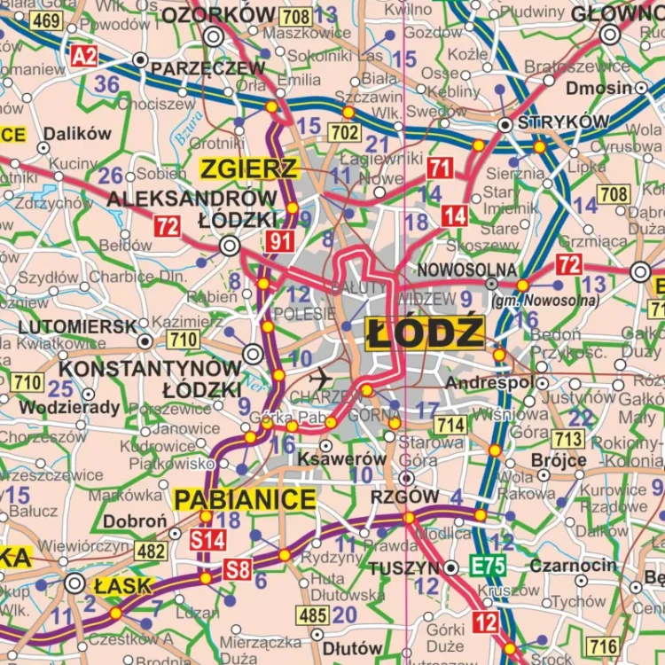 Polska 1:500 000. Mapa ścienna administracyjno-drogowa. Fragment 1