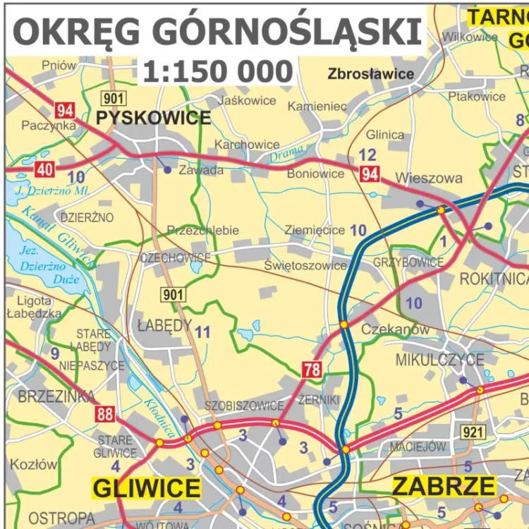 Polska 1:500 000. Mapa ścienna administracyjno-drogowa. Fragment 4