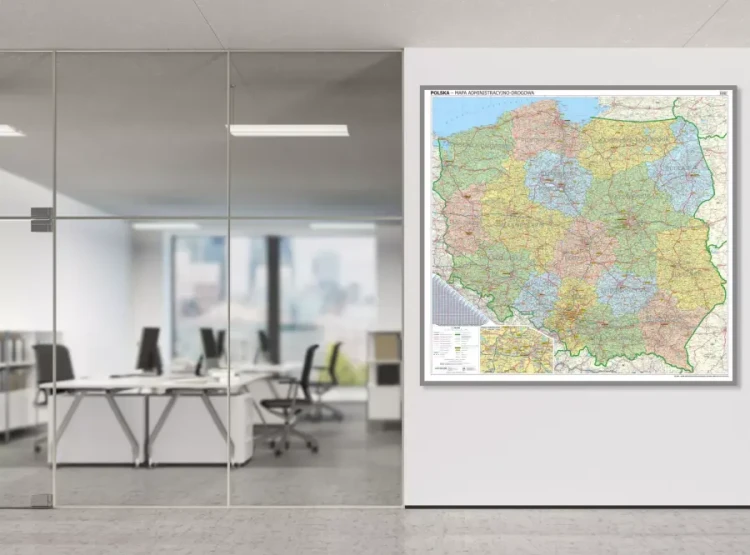 Polska 1:500 000. Mapa administracyjno-drogowa. Wersja do wpinania. Przykład aranżacji
