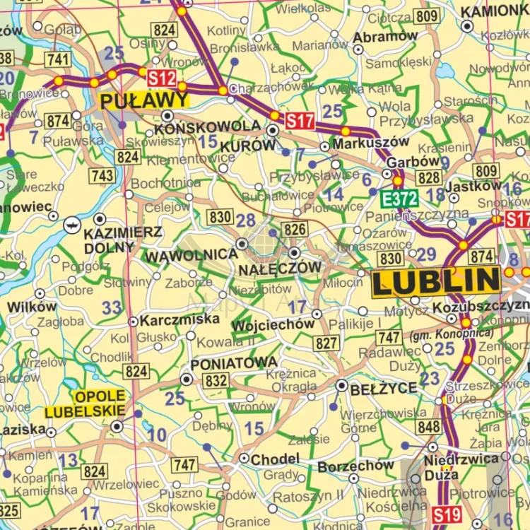 Polska 1:500 000. Mapa administracyjno-drogowa. Wersja magnetyczna. Fragment 2
