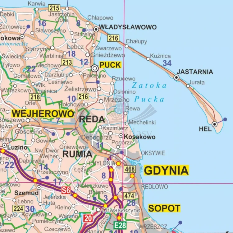 Polska 1:500 000. Mapa administracyjno-drogowa. Wersja magnetyczna. Fragment 3