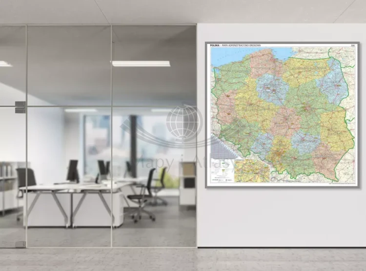 Polska 1:500 000. Mapa administracyjno-drogowa. Wersja magnetyczna. Przykład aranżacji