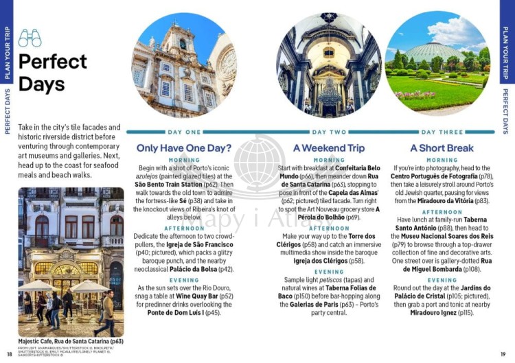 Porto. Przewodnik Pocket z planem miasta wydawnictwa Lonely Planet. Przykładowe strony 1