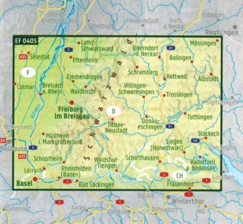 Südlicher Schwarzwald 1:170 000. Wodoodporna mapa samochodowo-turystyczna EF 0405 wydawnictwa Freytag & Berndt. Zasięg