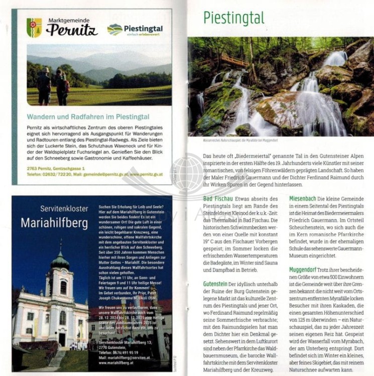 Dolna Austria / Park Narodowy Hohe Wand, Gutensteiner Alpen, Piestingtal, Lilienfeld, Triestingtal. Wodoodporna mapa turystyczna WK 012 wydawnictwa Freytag & Berndt. Miniprzewodnik - przykładowa strona