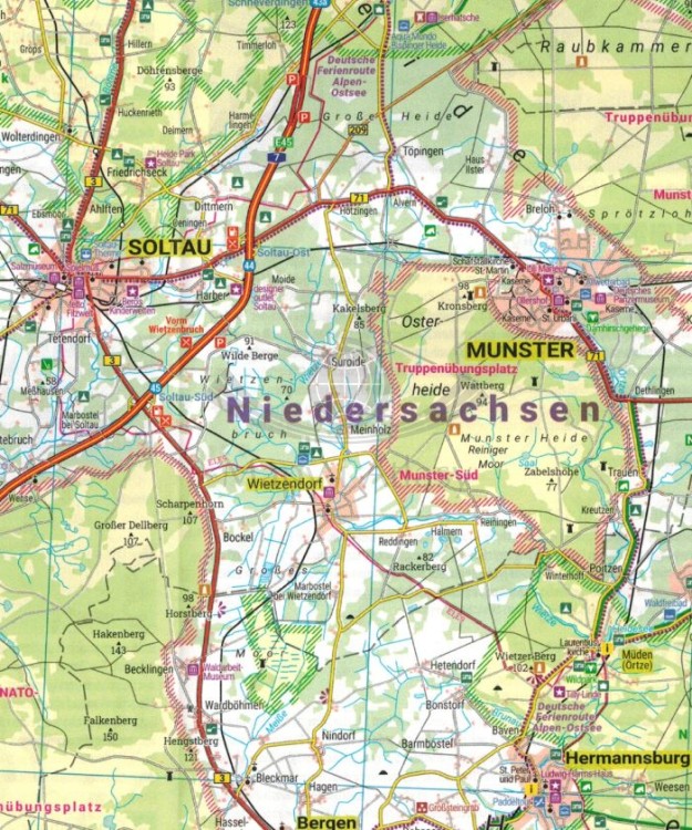 Luneburg Heide 1:190 000. Wodoodporna mapa turystyczna EF 0033 wydawnictwa Freytag & Berndt. Fragment 1