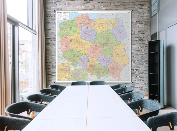 Polska 1:350 000. Mapa ścienna. Kody pocztowe. Przykład aranżacji