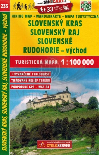 Słowacki Kras i Raj, Rudawy Słowackie - wschód / Slovenske Rudohorie - vychod. Mapa turystyczna 233 wydawnictwa Shocart. Okładka
