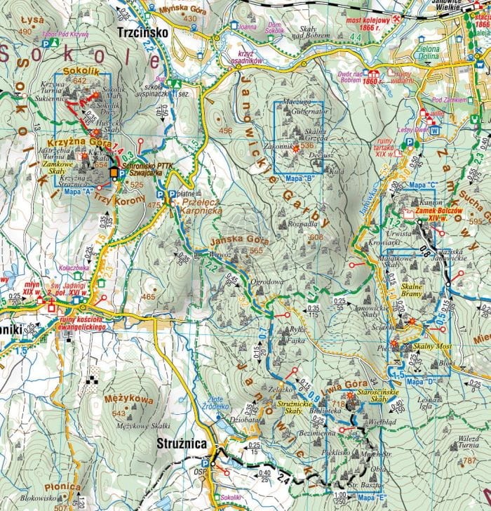Rudawy Janowickie 1:35 000. Mapa turystyczna wydawnictwa Compass. Fragment 1