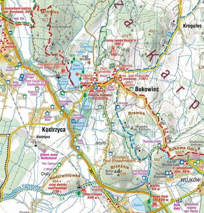 Rudawy Janowickie 1:35 000. Mapa turystyczna wydawnictwa Compass. Fragment 2