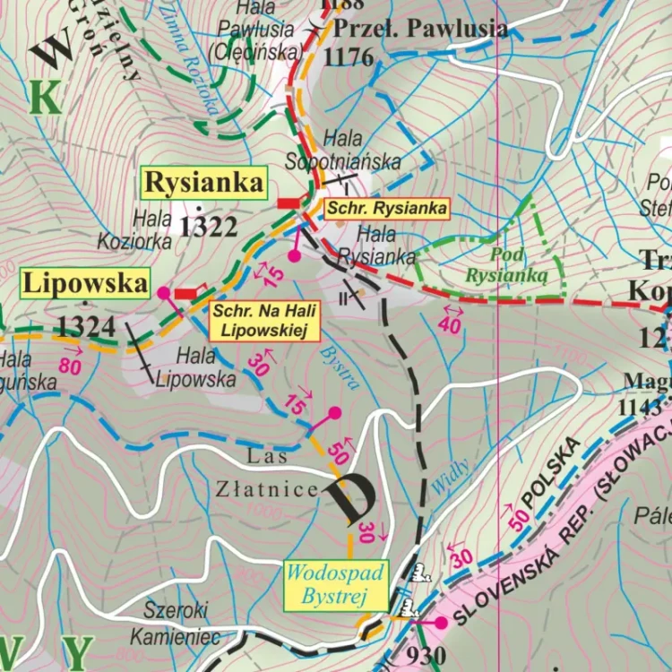 Beskid Żywiecki 1:35 000. Mapa ścienna turystyczna. ArtGlob. Fragment 2