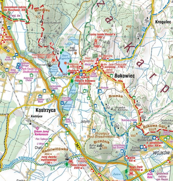 Rudawy Janowickie 1:35 000. Laminowana mapa turystyczna wydawnictwa Compass. Fragment 2