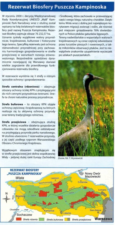 Kampinoski Park Narodowy 1:50 000. Laminowana mapa turystyczna wydawnictwa Compass. Informator - fragment