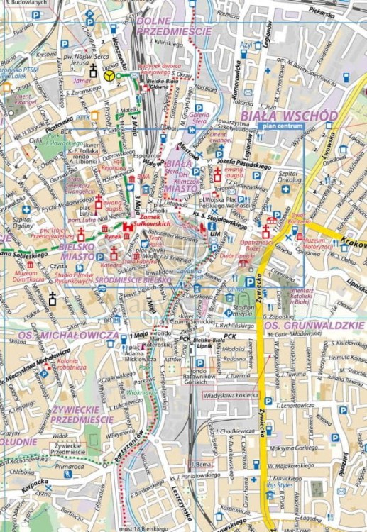 Bielsko-Biała 1:20 000. Mapa / Plan miasta wydawnictwa Compass. Fragment 1