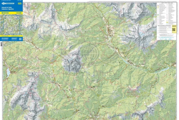 Dolomiti di Zoldo, Cadorine e Agordine . Wodoodporna mapa turystyczna 025 wydawnictwa Tabacco. Strona pierwsza