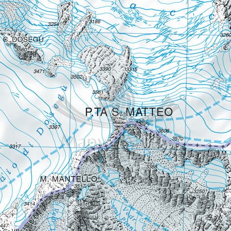Val di Sole, Val di Peio, Val di Rabbi. Wodoodporna mapa turystyczna 048 wydawnictwa Tabacco. Fragment