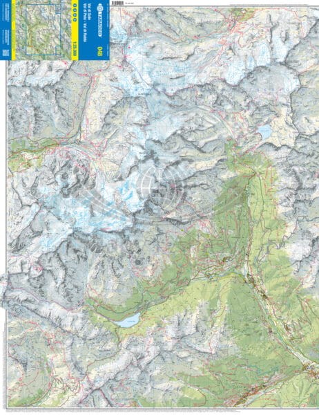 Val di Sole, Val di Peio, Val di Rabbi. Wodoodporna mapa turystyczna 048 wydawnictwa Tabacco. Strona pierwsza