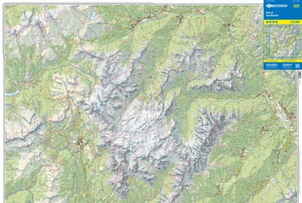 Pale di San Martino. Wodoodporna mapa turystyczna 022 wydawnictwa Tabacco. Strona pierwsza
