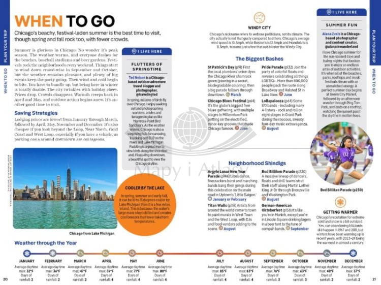 Chicago. Przewodnik wydawnictwa Lonely Planet. Przykładowa strona 1