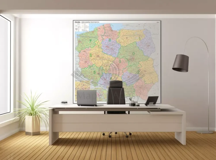 Polska 1:350 000. Mapa. Kody pocztowe. Wersja magnetyczna. Przykład aranżacji