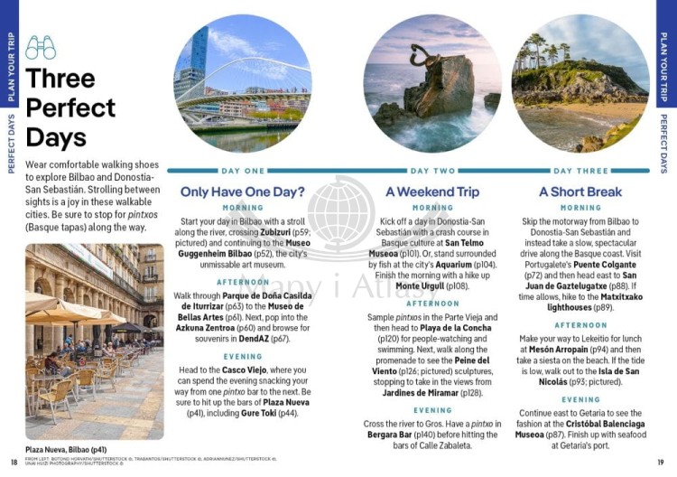 Bilbao i San Sebastian. Przewodnik Pocket z planem miasta wydawnictwa Lonely Planet. Przykładowe strony 1