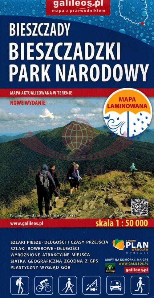 Bieszczady 1:50 000. Bieszczadzki Park Narodowy. Laminowana mapa turystyczna. Wyd. 2025/2026. Galileos