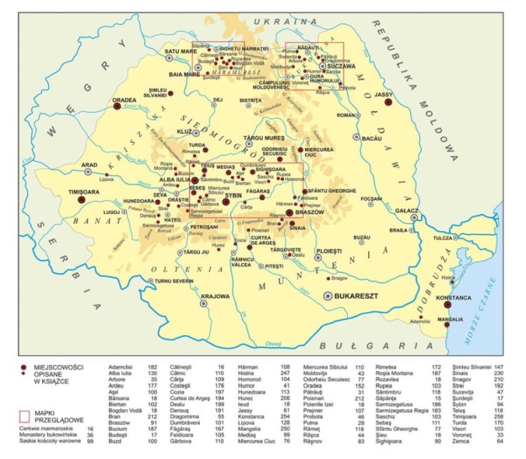 Rumunia. Wędrówki po historii i zabytkach. Przewodnik wydawnictwa Rewasz. Mapa