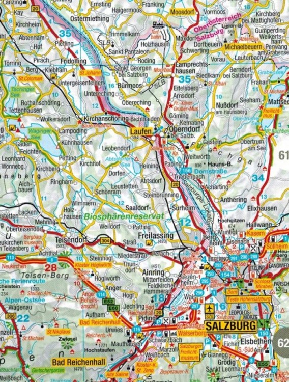 Austria 1:300 000. Mapa samochodowo-turystyczna wydawnictwa Kompass. Fragment