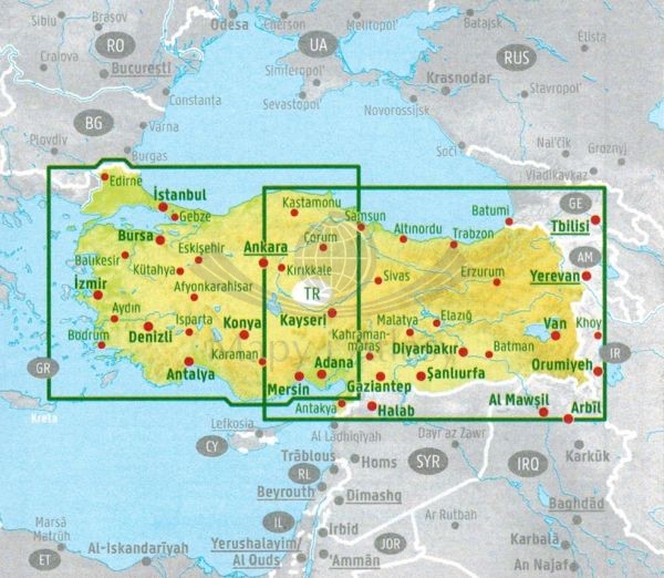 Turcja 1:800 000. Mapa samochodowa wydawnictwa Freytag &amp; Berndt. Zasięg