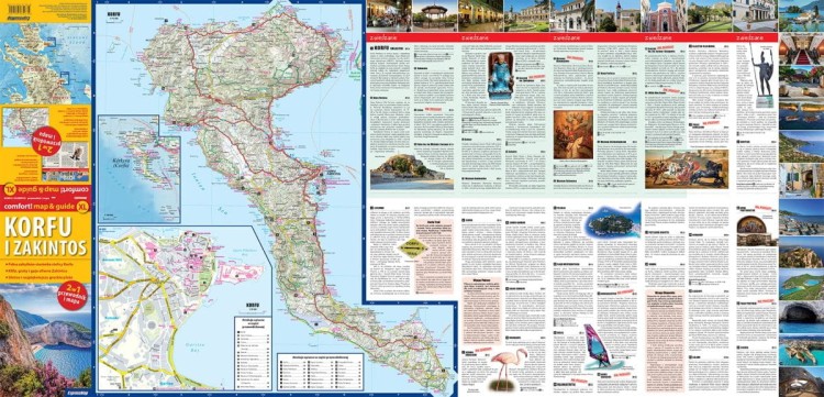 Korfu i Zakintos / Zakynthos. Laminowana mapa turystyczna + Miniprzewodnik wydawnictwa ExpressMap. Strona pierwsza