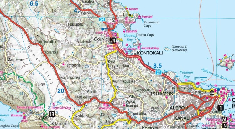 Korfu i Zakintos / Zakynthos. Laminowana mapa turystyczna + Miniprzewodnik wydawnictwa ExpressMap. Fragment 1