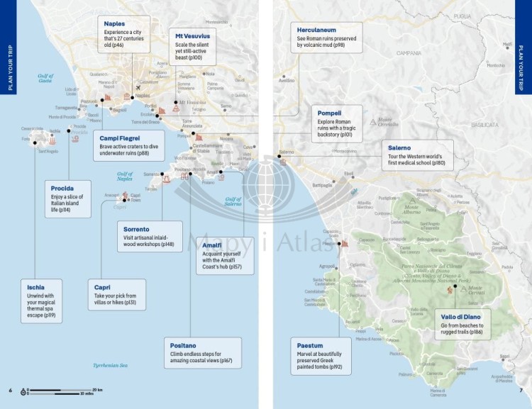 Neapol, Pompeje i Wybrzeże Amalfitańskie / Naples, Pompeii & the Amalfi Coast. Przewodnik wydawnictwa Lonely Planet. Przykładowe strony 1