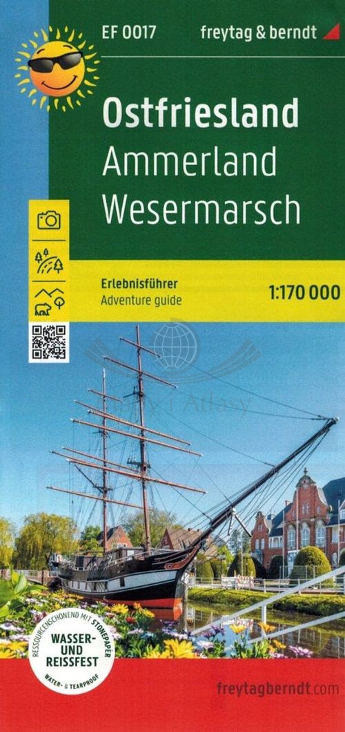 Ostfriesland, Ammerland, Wesermatsch 1:170 000. Wodoodporna mapa turystyczna EF 0017. Freytag & Berndt