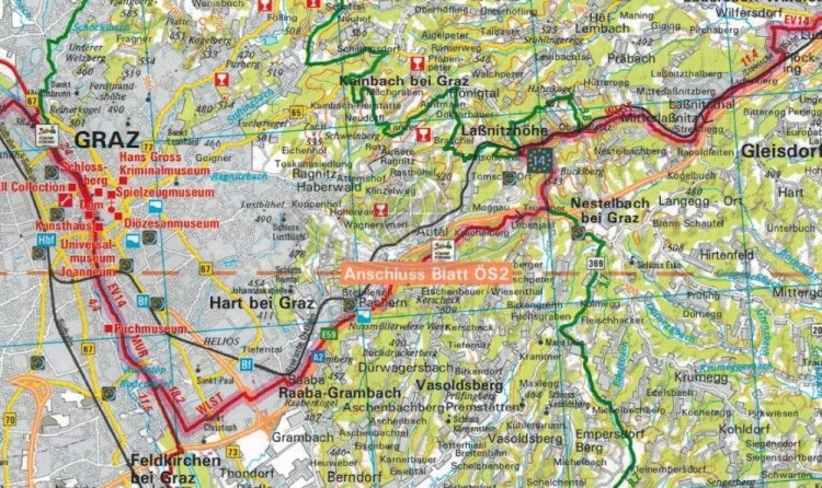 Austria, Styria, Karyntia 1:150 000. Wodoodporna mapa rowerowa wydawnictwa ADFC. Fragment 1