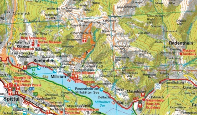 Austria, Styria, Karyntia 1:150 000. Wodoodporna mapa rowerowa wydawnictwa ADFC. Fragment 2