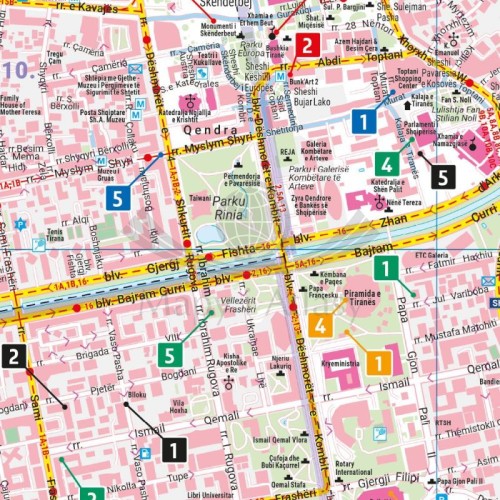 Tirana 1:10 000. Wodoodporna mapa / Plan miasta wydawnictwa Freytag & Berndt. Fragment