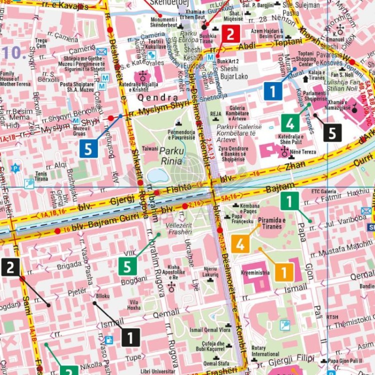 Tirana 1:10 000. Wodoodporna mapa / Plan miasta wydawnictwa Freytag & Berndt. Fragment