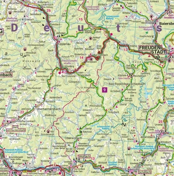 Schwarzwald 1:150 000. Mapa samochodowo-turystyczna wydawnictwa Freytag &amp; Berndt. Fragment