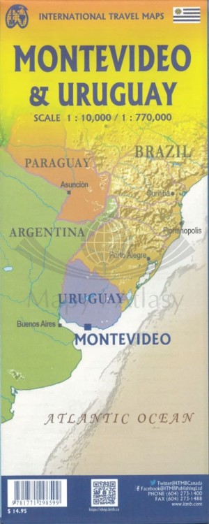 Urugwaj i Montevideo. Mapa samochodowo-turystyczna / Plan miasta wydawnictwa ITMB. Zasięg