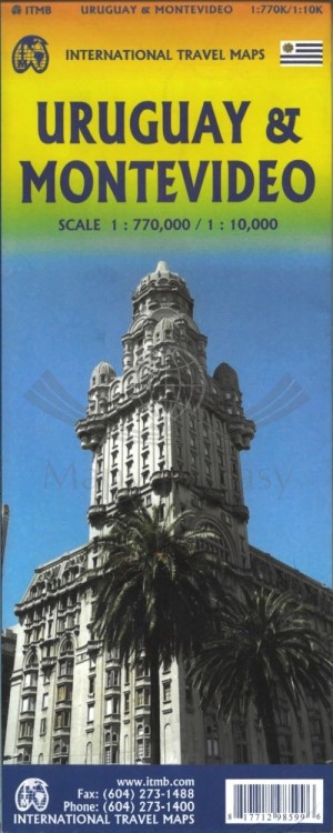 Urugwaj i Montevideo. Mapa samochodowo-turystyczna / Plan miasta wydawnictwa ITMB. Okładka