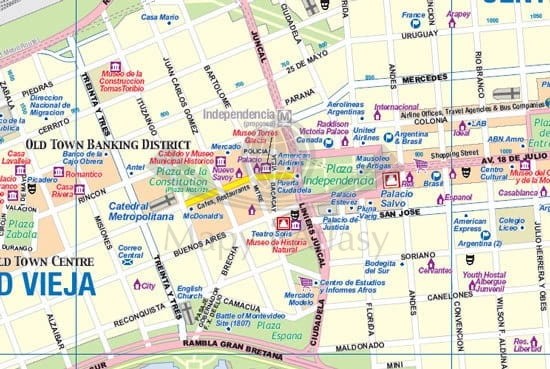 Urugwaj i Montevideo. Mapa samochodowo-turystyczna / Plan miasta wydawnictwa ITMB. Fragment