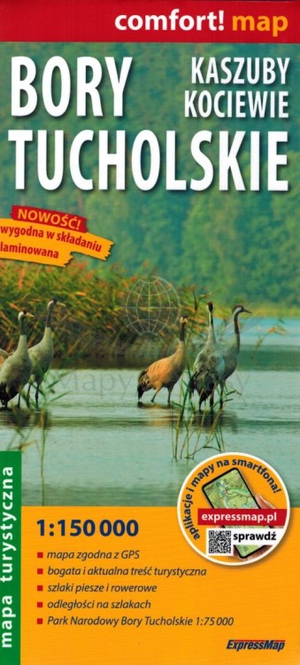 Bory Tucholskie, Kaszuby, Kociewie. Laminowana mapa turystyczna wydawnictwa ExpressMap. Okładka