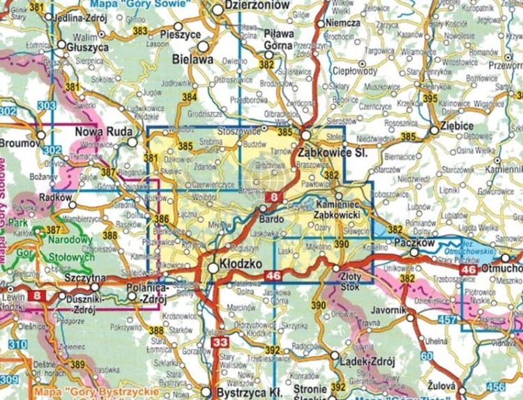 Góry Bardzkie i okolice 1:35 000. Mapa turystyczna wydawnictwa Compass. Zasięg