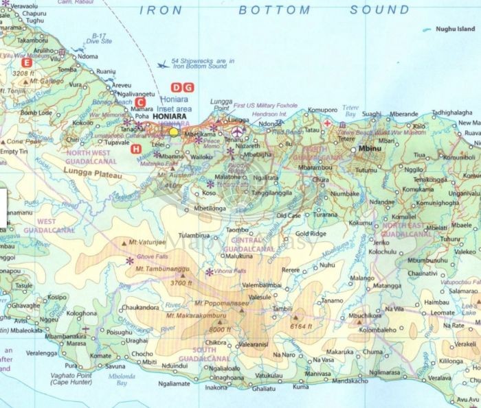 Wyspy Salomona / Południowy Pacyfik. Mapa samochodowo-turystyczna wydawnictwa ITMB. Fragment 1